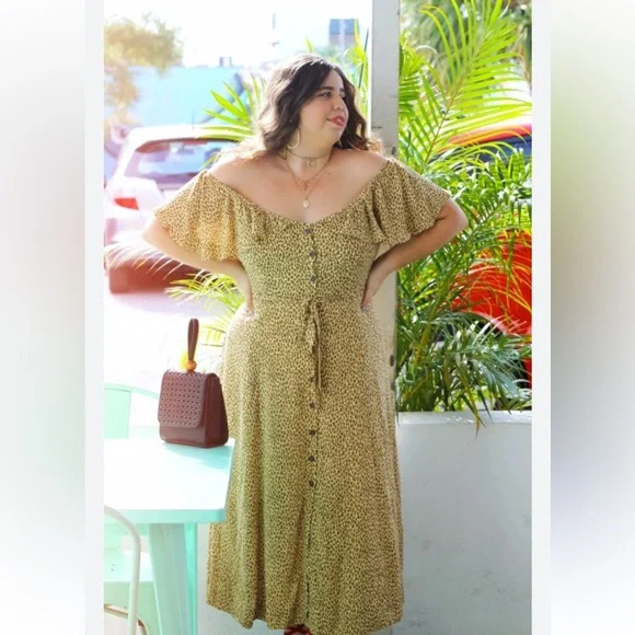 Anthropologie Bolano Leopard Print Button Front Midi Dress - Neutral - Size 18 W - Picture 15 of 16